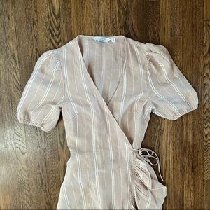 & Other Stories Beige and White Striped Linen Dress